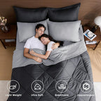 HEVUMYI Twin Comforter Set - 5-Piece All Season Bed in a Bag Twin, Ultra Soft Bedding Set with Comforter, Flat Sheet, Fitted Sheet, Pillowcases, Pillow Shams, Dark Grey & Light Grey