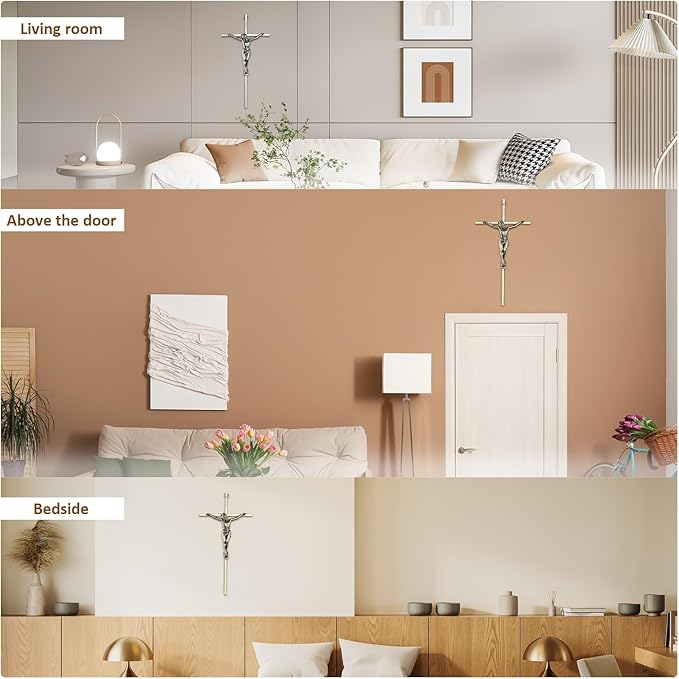 ACHIBANG 2-Pack Crucifix Wall Cross – Gold & Silver Catholic Crosses for Wall, 10" Jesus Wall Crucifix for Home or Door Blessing