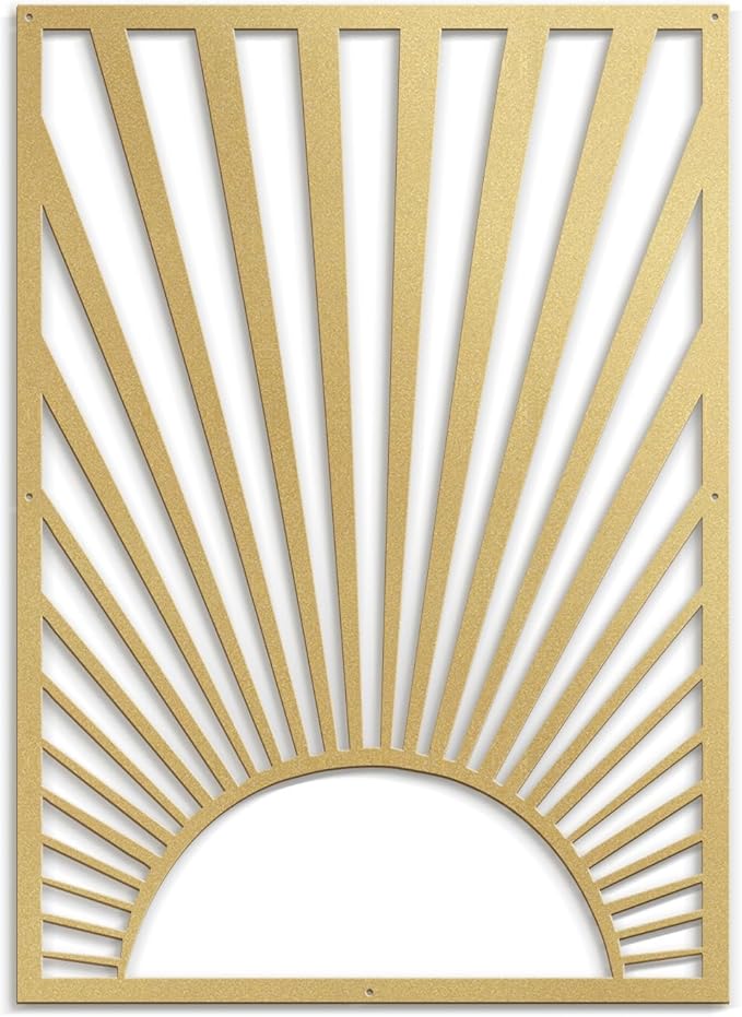 SIGNLEADER Metal Wall Art Decor Gold Shining Sun Minimalist Modern Abstract Wall Sculpture Hangings Home Decoration for Living Room, Bedroom, Bathroom, Kitchen, Outdoor - 30" Gold