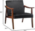 Accent Chair with Velvet Upholstery and Solid Wood Frame, Classic Mid-Century Modern Living Room Furniture for Extra Seating, Black