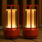 Klarako Crystal Lantern Lamp – Modern Cordless Rechargeable Bedside & Outdoor Light, Portable Wireless – Dimmable Touch Control – Luxury Living Room & Hotel-Style Lighting (Hot Rod Red, 2-Pack)