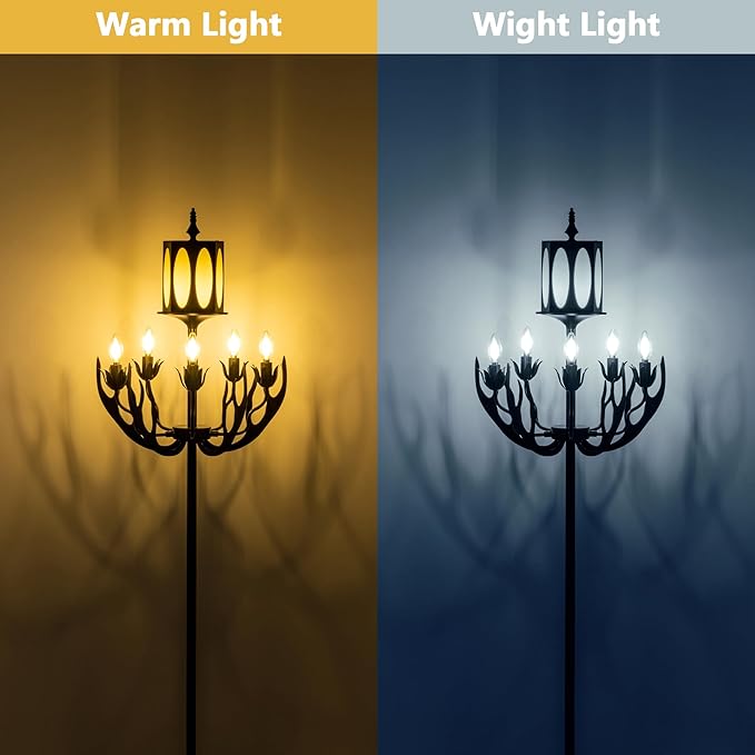 Wellmet Vintage Black Floor Lamp, 5-Light Farmhouse Modern Floor Lamp, for Living Room, Entryway, Hallway, Bedroom, Reading Room, (E12 Bulb Base)