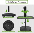 Giantex 50 LBS Patio Umbrella Stand, 20.5 Inch Round Umbrella Base with 4 Lockable Wheels, Heavy-Duty Outdoor Umbrella Holder, Suitable for Pool, Yard, Garden, Street, Market, Rattan Design, Black