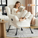 Lazy Chair for Living Room, Large Beige Lounge Accent Chair with a Throw Pillow, Leisure Sofa Chair Set, Comfy Reading Chair for Bedroom, Dorm Room, Office