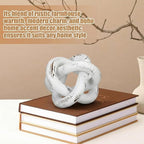 3 Link Wood Knot Decor Rustic Home Décor Accents Hand Carved Coffee Table Decoration, Boho Chain Link Decoration, Modern Shelf, Rustic Objects for Home Living Room Bedroom(Retro White)
