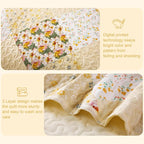 Exclusivo Mezcla Reversible Boho Quilts Queen Size, Yellow Bedspreads Lightweight Coverlet All Season Patchwork Quilt Bedding Set with Printed Floral Pattern (1 Quilt, 2 Pillow Shams)