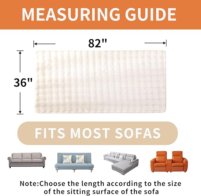 Waterproof Dog Bed Cover Non Slip Couch Cover for Dogs Washable Soft Faux Fur Sofa Cover Couch Covers for 3 Cushion Couch Sofa Pet Friendly (Off White)