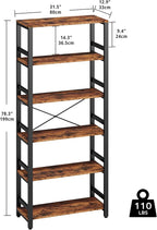 IRONCK Bookshelf, 31.5in Wide Shelf 6 Tier Bookcase, 110lbs/shelf Vintage Industrial Style Bookshelves for Bedroom, Living Room and Home Office, Vintage Brown