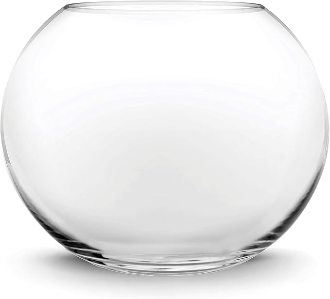 CYS EXCEL Large Glass Bubble Bowl (H-9.5" W-11", Approx. 3 Gal.) | Multiple Size Choices Fish Bowl Vase | Glass Round Bowl Terrarium | Globe Flower Vase Centerpiece