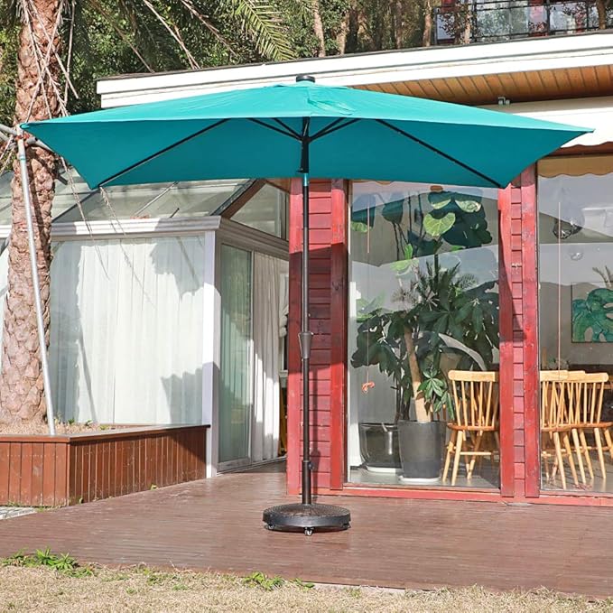 COBANA Patio Umbrella Base, Heavy-Duty Stand Resin Weights with Wheels for Outdoor Market Umbrella, 52lbs, Bronze