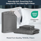 Olive + Crate Tencel Eucalyptus Cooling Duvet Cover Set - Hypoallergenic, Lyocell Tencel Duvet Cover - Soft, Temperature Regulating with Hidden Button Closure & Corner Ties - King Size [Stone Gray]