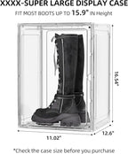Boot Storage Organizer Tall Boot Shoe Storage Box for Closet 4 Pack Super Large Plastic Boots Container for Storage, Stackable Display Case for Collectibles, Backpack, Helmet, White, XXXXL