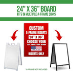 Custom A-Frame Sign Inserts by BCB Print - Durable & Weather-Resistant Plastic Panels | Custom Print Inserts for Sidewalk Boards, Restaurants, Retail & Event Signage | 24"x36"