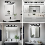 Modern LED Bathroom Lights Fixtures(4-Light),Metal Black Acrylic Wall Lighting,Vanity Lights for Bathroom Over Mirror(6000k 27in)