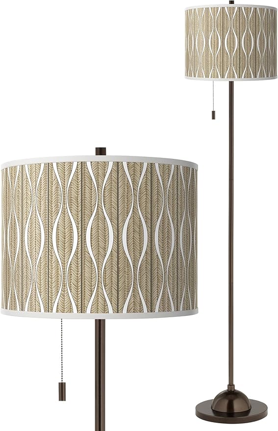 Swell Bronze Club Floor Lamp with Print Shade