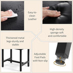 Saddle Seat Vanity Stool, Makeup Stool Chair with Metal Leg, U-Shaped Faux Leather Ottoman Foot Rest, Small Square Chairs Under Desk for Vanity, Living Room, Bedroom, Modern Makeup Bench Black