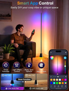 RGB Floor Lamp, Smart LED Corner Lamp for Living Room Bedroom, 16 Million DIY Colors Standing Lamp with Music Sync App & Remote Control, Cool Modern Mood Light Ambient Lighting, Black