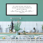 Surfapans Jeremiah 29 11 Scripture Wall Art 32"x12" Motivational Bible Verse For I Know The Plans I Have For You Sign Large Christian Home Blessing Religious Inspirational Quote Office Hanging (Black)