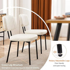Dining Chairs Set of 2, Mid Century Modern Upholstered Kitchen Chair with PU Leather Cushion Seat & Metal Legs for Home/Living Room/Bedroom/Office-White