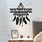 Personalized Dream Catcher Metal Wall Art - Custom Name Iron Sign for Home Decor, 8-30 Inch Black (Style G)