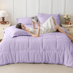 JOLLYVOGUE California King Comforter Set, Ultra-Soft Bed in a Bag Cal King Size 7 Pieces, Oeko-TEX Certified Bedding Set with Down Alternative Comforter, Sheets, Pillowcases & Shams, Lavender