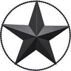 JoyEvy 9.5" Black Barn Star Wall Decor, Metal Stars for Outside or Inside of House, Iron Texas Stars Rustic Vintage Western Country Home Farmhouse Wall Art Decorations