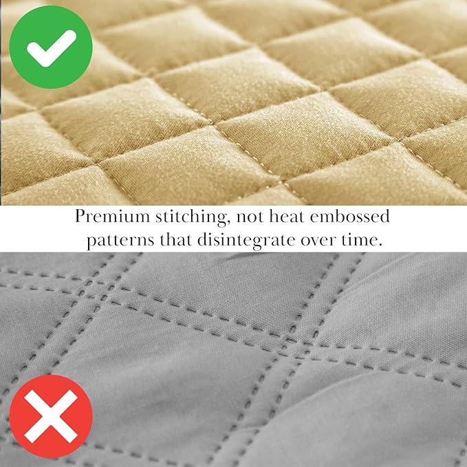 Southshore Fine Living, Inc. King Quilt Bedding Set, Soft, Lightweight Quilt, King Size Coverlet, Stain & Pet Hair Resistant Bedding, Standard or California Size with 2 Pillow Shams, Gold