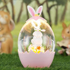 Easter Snow Globe Decorations for The Home Lighted Bunny Statue with Easter Eggs, Perfect Spring Decor and Gifts, Pink