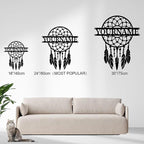 Personalized Dream Catcher Metal Wall Art - Custom Name Iron Sign for Home Decor, 8-30 Inch Black (Style A)