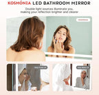 28x20 LED Bathroom Mirror with Lights – Anti-Fog, Dimmable, Backlit & Front Lit Lighted Vanity Mirror for Wall – Smart Bathroom Mirror with Memory Function, Shatterproof Tempered Glass