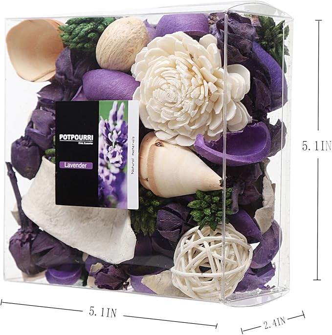 Qingbei Rina Spring Potpourri Bowl Filler, Lavender Scented Potpourri Dried Flower,Decorative Vase Filler,Home Fragrance Perfume Sachet, Bathroom Decor, 9.8 Oz(Purple)