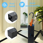 Umbrella Stand Rack for Entryway, Black Square Metal Umbrella Holder, Free Standing Umbrella Storage Organizer Bin with for Home Office Hotel Decor, 6 x 6 x 17 Inch, Hold 6 Umbrellas