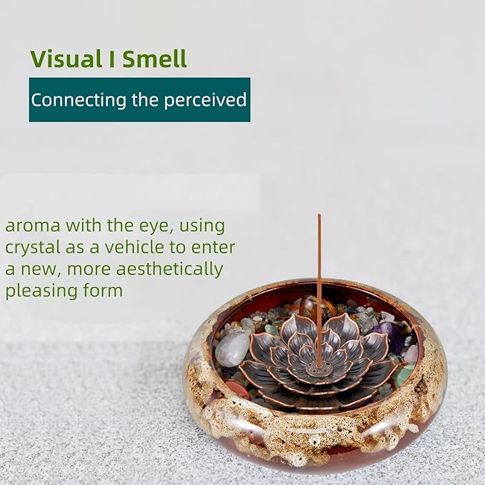Incense Stick Holder - Green Ceramic Incense Burner， Crystal Lotus Incense Holder, Incense Burner for Cone, Coil, Sage Cones, Frankincense, and Palo Santo