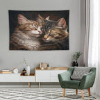 VUMIVI Cat Tapestry Adorable Animals Two Kittens Snuggling Together Vintage Print Realistic Design Tapestry Wall Hanging for Living Room Bedroom Dorm Classroom Aesthetic Decor W60xL40in