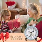 Maxspace 5.2in Desk Clock, Retro Silent Analog Clock Non-Ticking & Battery Operated with Quartz Movement,Clock Decor for Bedroom Living Room