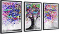 Novatique Tree Wall Art Decor Graffiti Picture Wall Decor Abstract Tree of Life Canvas Painting Print for Living Room Bedroom,24" x 36" x 3pcs