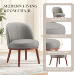 Accent Chair Mid-Century Modern Chair PU Leather Upholstered Armless Chair Set of 2, Suitable for Living Room, Bedroom, Balcony,Light Gray