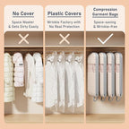 DIMJ 4 Pack 43" Compression Garment Bags for Hanging Clothes With Carry Handles and Window, Space Saving Washable Suit Bag for Dress, Clothes, Coats, Down Jacket, Closet Storage, Moving, Travel