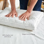 Down and Feathers Pillows Queen Size - Premium Soft Pillow Authentic Canadian White Goose Down 80% Feather 20% Down w/100% Cotton Cover for Comfort Luxury Experience - Fluffy & Easy Wash