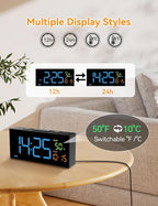 Netzu Alarm Clocks for Bedrooms, Digital Clock with Date Temperature and Weekday, Manual DST, Snooze, 2 Alarms, 4 Volumes for Living Room Home Bedside Desk (Black and Blue)