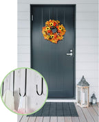 Hotop 15 Inch 6 Pcs Wreath Hangers for Front Door Over The Door Hanger Hooks Steel Wreath Doors Hangers Clothes Towel Hooks Holder for Christmas Halloween Front Decorations Welcome Sign(Black)