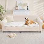 Couch Cover for Dogs, Non Slip Fuzzy Pet Couch Covers for Sofa,Couch Covers for Sofa Pet Friendly,Thick Soft Sofa Slipcovers Cushion Protector(White, 28 x 83/70 x 210cm)