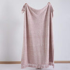 Ultra Soft Fleece Sherpa Blanket Queen Size,Lightweight Cozy Boho Bed Blanket with Decorative Tassel, Pattern Reversible, 2 Tones Ombre Dusty Pink, 90”x90”