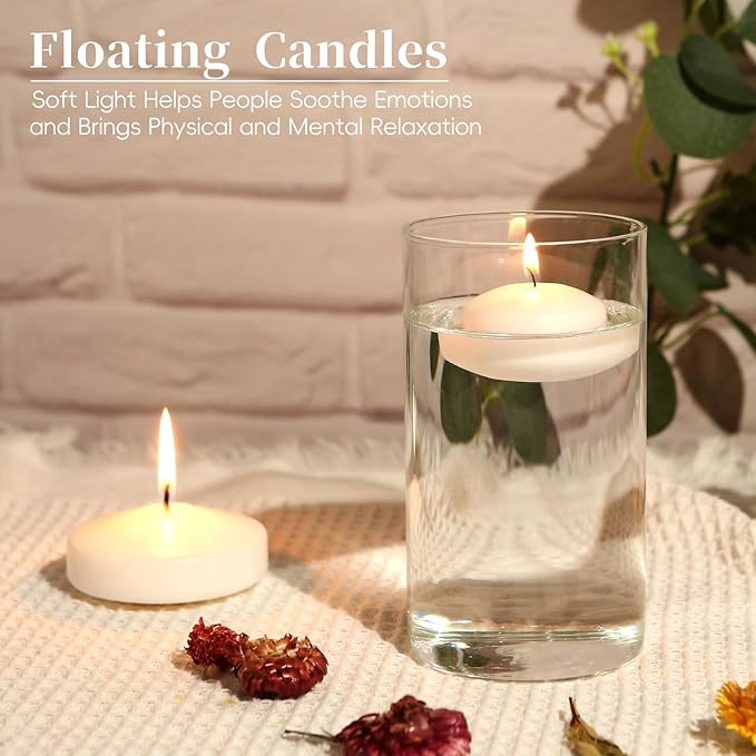 36 Pack White Floating Candles 1.75inch Unscented Floating Candle for Centerpieces 4-5 Hours Burning 1.75” Floating Candle Bulk for Wedding Party
