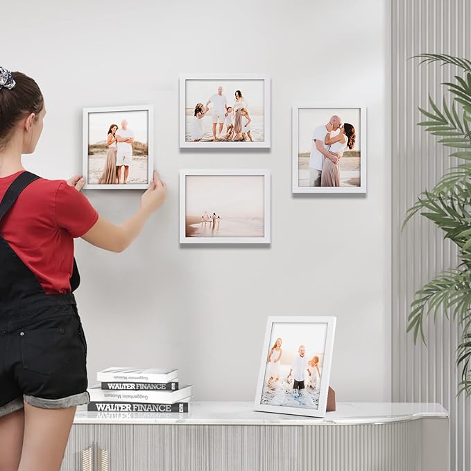Giftgarden White 8x10 Picture Frame 7 Pack, Modern White Woodgrain 8 by 10 Photo Frames for Wall or Tabletop Display