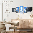 Elephant Stock Stairway To Jesus Christ Wall Art Multi Piece Canvas - 5 Panel Christian Pictures Decor - Digital Design Canvas Print - Christian Wall Decor - 68" X 30"