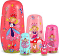 Gejoy Russian Nesting Dolls for Kids Handmade Matryoshka Wooden Stacking Toys Nesting Dolls Collectible Gifts for Winter Christmas Holiday Present Boys Girls Adults Home Decor(Flower Fairy)