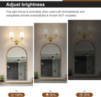 Kvhilw Bathroom Vanity Light, Brushed Gold Bathroom Light Fixtures, 2-Light Lighting Fixtures Over Miror, Modern Wall Sconce with Flared White Fabric Shade, E26 Socket(ETL Listed)