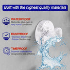 Suction Cup Hooks for Shower, Removable Towel Hooks for Bathroom Window Glass Door Wall, Bath Robe Looafh Hook for Hanging - 2 Pack, White