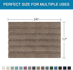 H.VERSAILTEX Bathroom Rugs Bath Rugs for Bathroom Non Slip Bath Mats Extra Thick Chenille Striped Rug 17" x 24" Absorbent Soft Shaggy Washable Dry Fast Bath Mats for Bath Room Floor - Taupe Brown